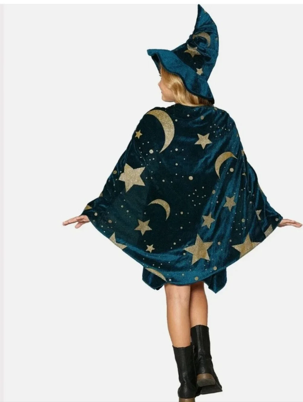 Green Velvet And Gold Sparkle Wizard Costume